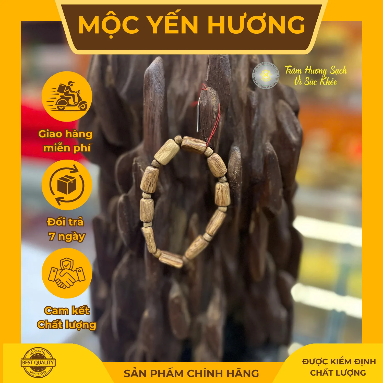 Vòng Trầm Hương Tốc Nha Trang Thô – Mộc Yến Hương