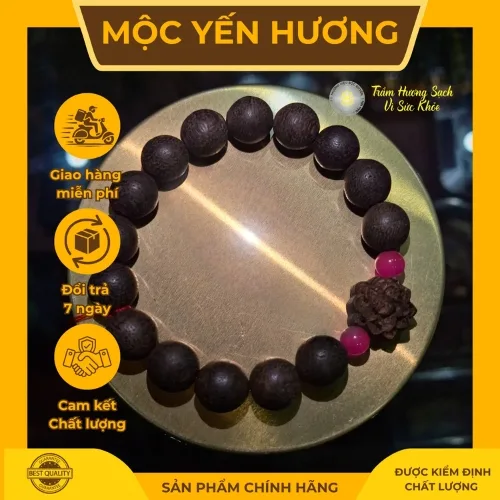Vòng trầm hương phong thủy nam nữ Đà Nẵng bình an hút năng lượng